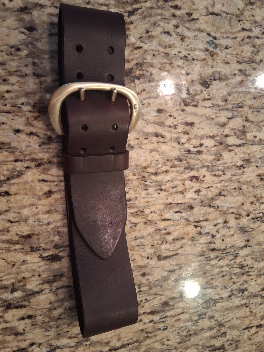 Ralph Lauren Brown Leather Belt with Brass Buckle